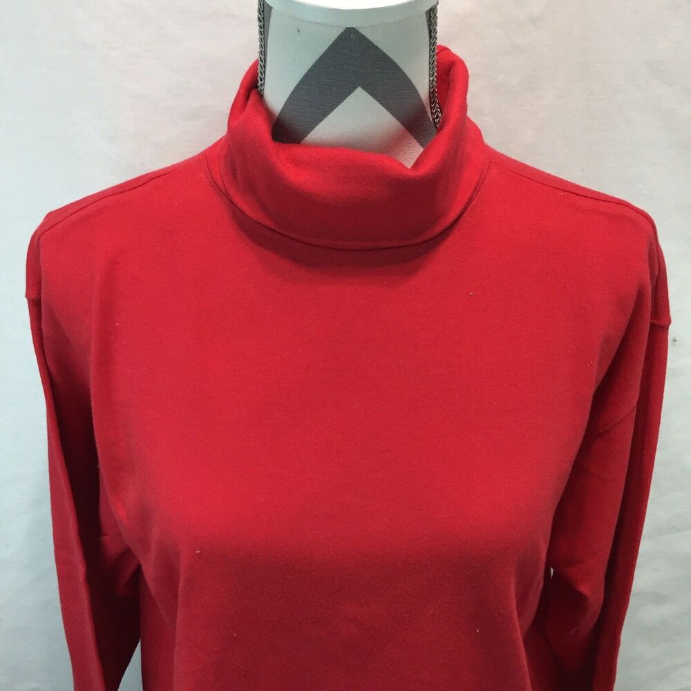 Liz Claiborne LIZWEAR Red Turtleneck Cotton Size Medium LL17